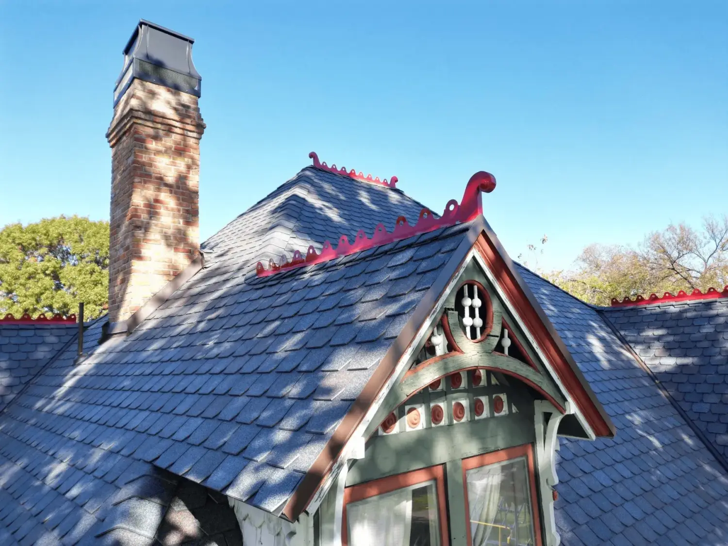 Historic roof restoration on a Munger Place home in East Dallas